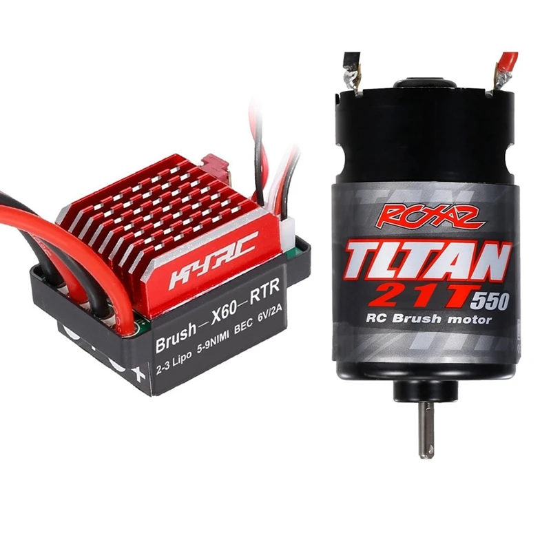 

550 щеточный двигатель с 60A ESC для 1/10 RC Crawler Axial SCX10 AXI03007 90046 Traxxas TRX4 TRX6 Slash