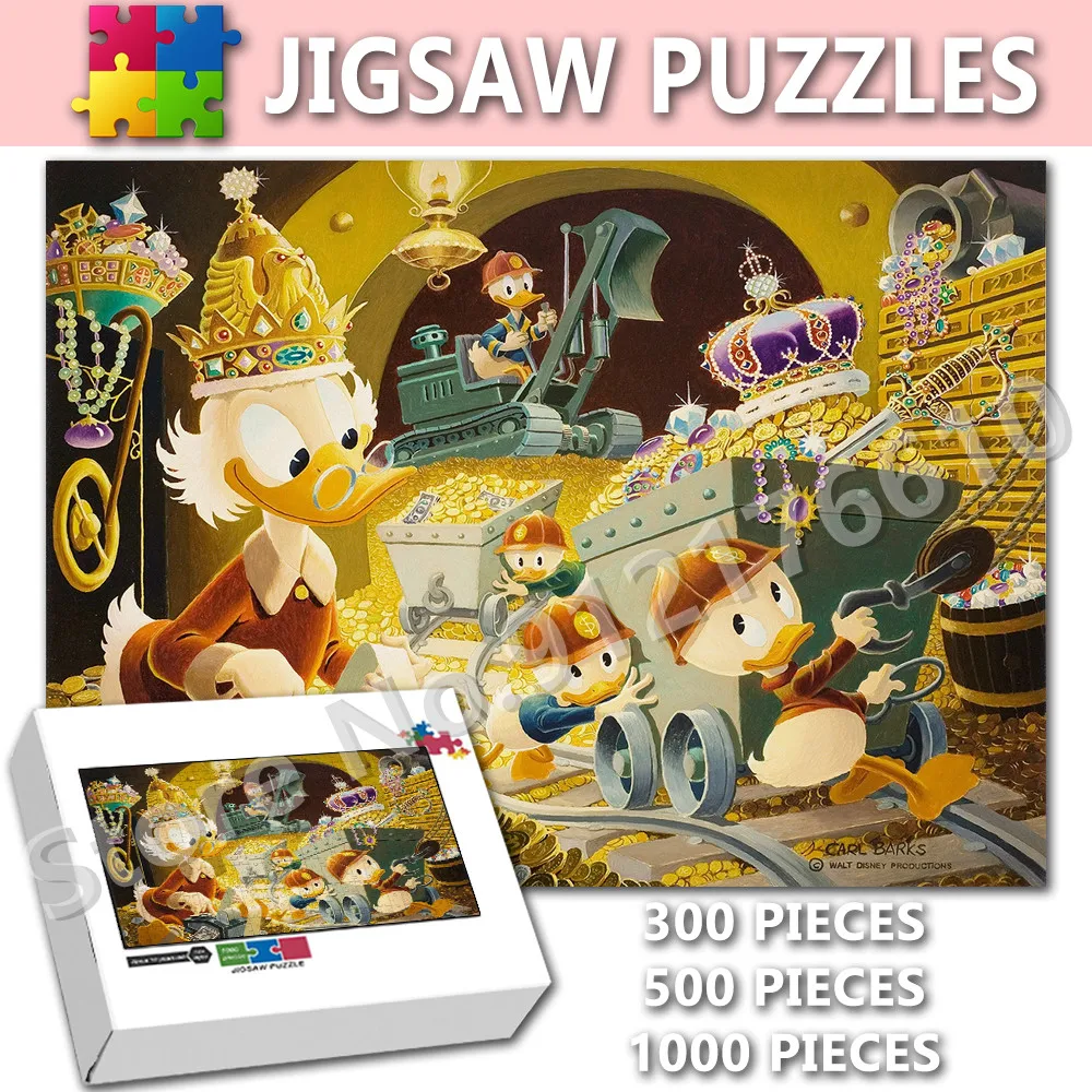 

Donald Duck Seeks Treasures 300/500/1000 Pieces Wooden Puzzles Disney Cartoon Anime Jigsaw Puzzle Decompression Educational Toys