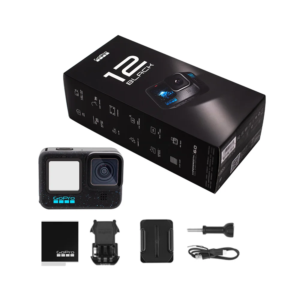 GoPro HERO 12 블랙 액션 카메라, 울트라 HD 비디오, 27MP 사진, HDR, 1/1.9 인치 이미지 센서, 5.3K60