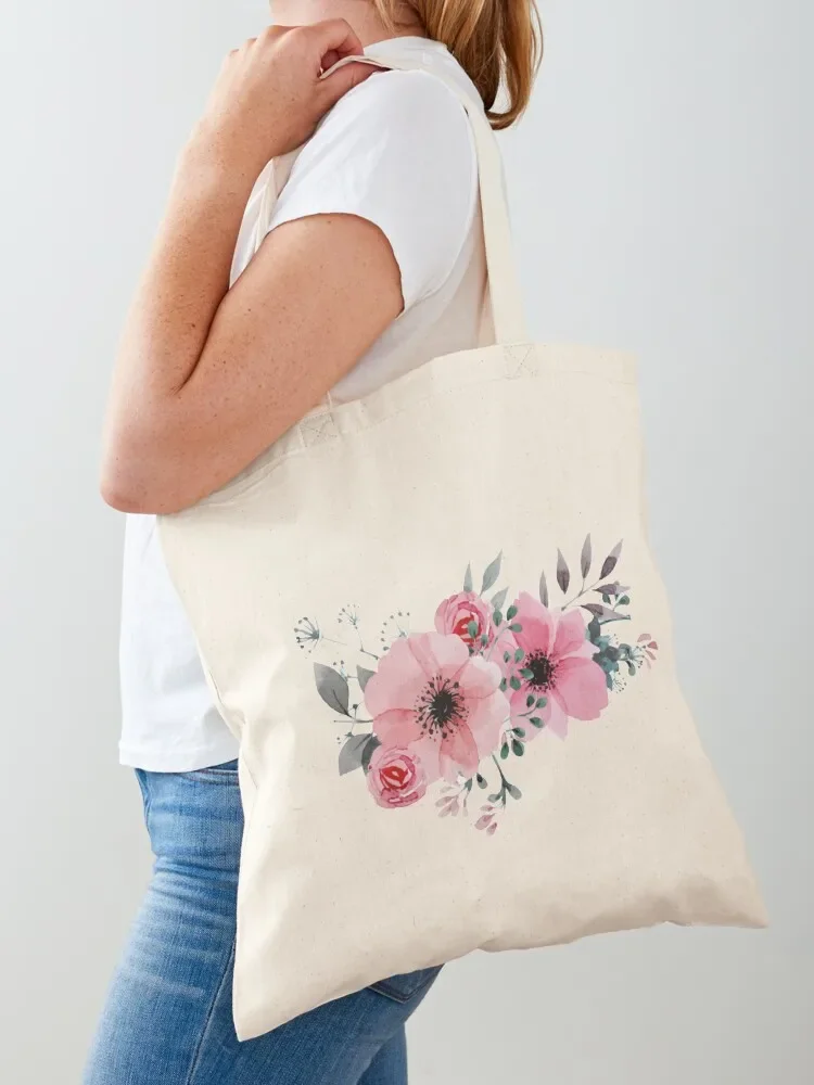 Peonies Floral Arrangement Watercolor Bouquet Pink and Purple Tote Bag Lady bag bags for women