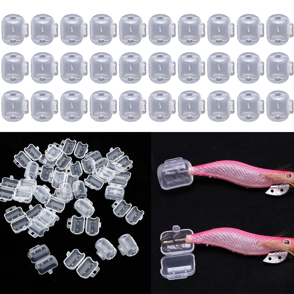 30 قطعة من أصداف الحبار الواقية، وأكمام عازلة لخطاف السمك المتوسطة والكبيرة، وأكمام واقية من الروبيان الخشبي #2