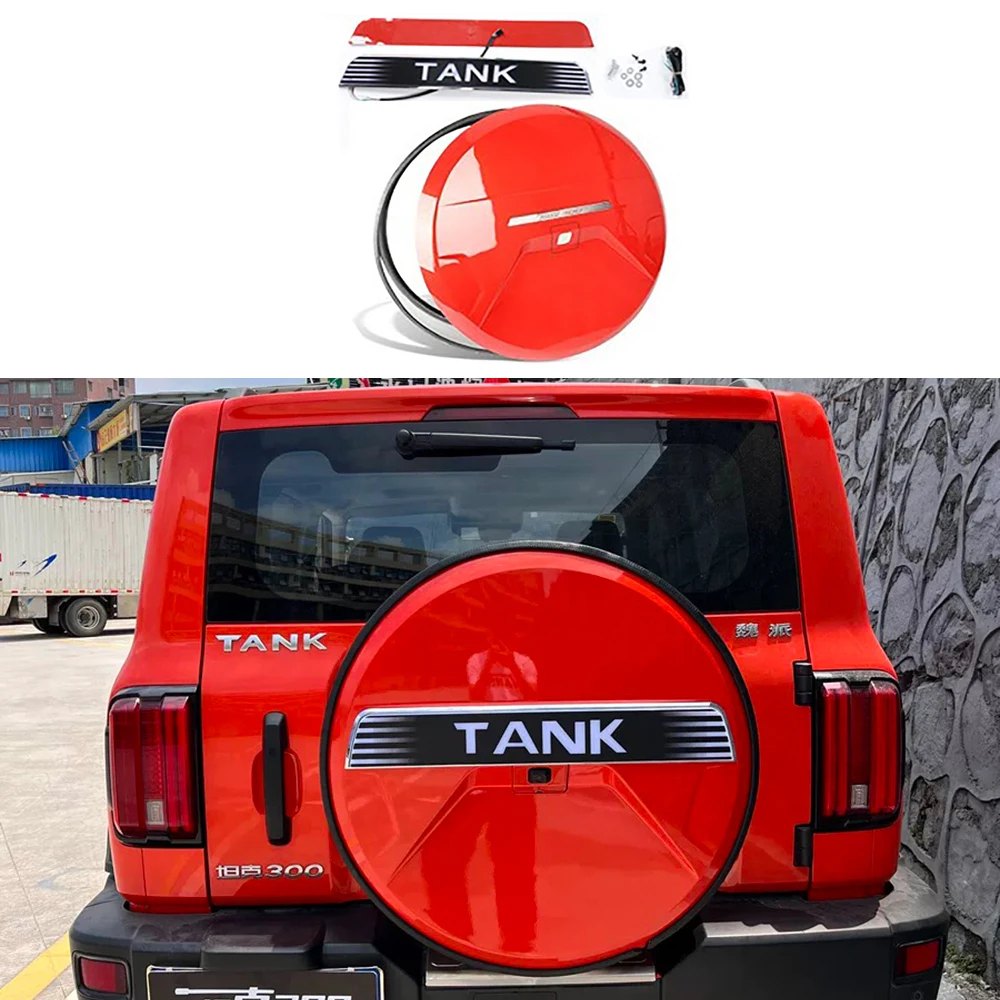 

2022 2023 2024 Off-road Rear Fake Spare Tire Cover For Tank 300 Stainless Steel Spare Tire Cover With Turn Signal Brake Light