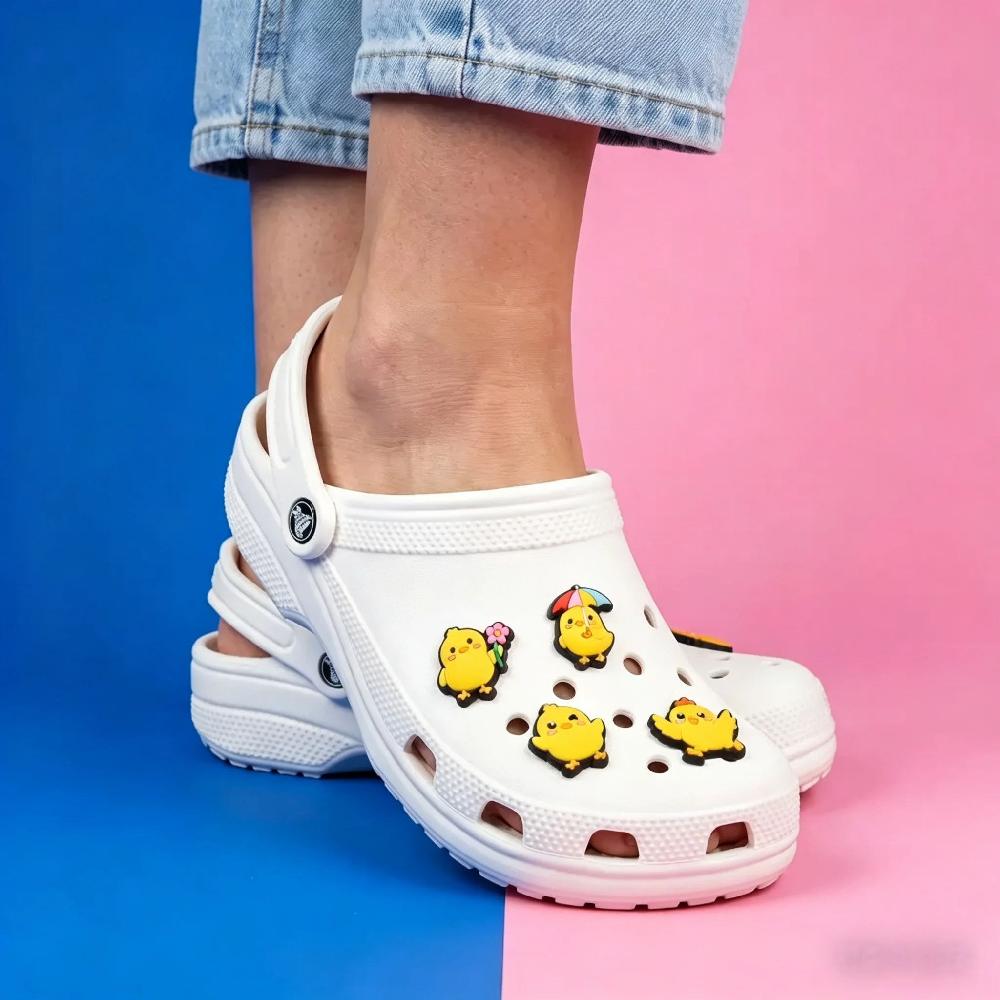 1-20PCS Cartoon Animal Chicken PVC Garden Shoe Button Charms Decoration Children Buckle Accessories For Bracelet Phone Case