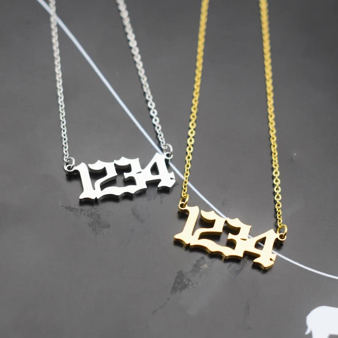 Angel Number Necklace Choker Chain 1234 111 222 333 444 777 Necklace Stainless Steel Pendant Lucky Number Birthday Gift BFF image 4