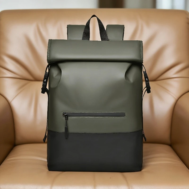 

High End Mens Backpack Large Capacity Waterproof Business Roll Top Backpack for Cycling Outdoor Sports