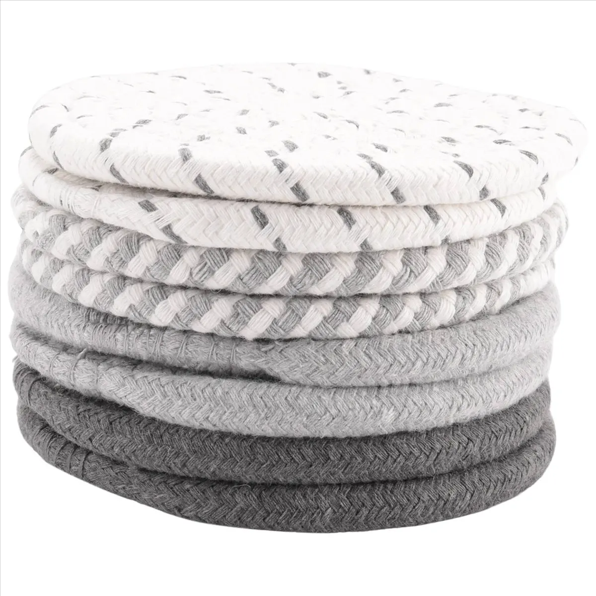 ABNQ 8 Pcs Drink Coasters with Holder, 4 Colors Absorbent Coasters for Drinks, Cotton Woven Coaster Set for Home Decor B