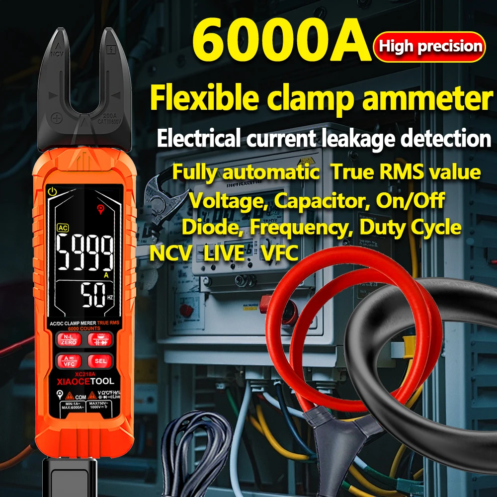 Flexible Clamp Multimeter, Large-Caliber Clamp Ammeter, Multi-Function Current Card Meter, Dedicated for Electrical Maintenance
