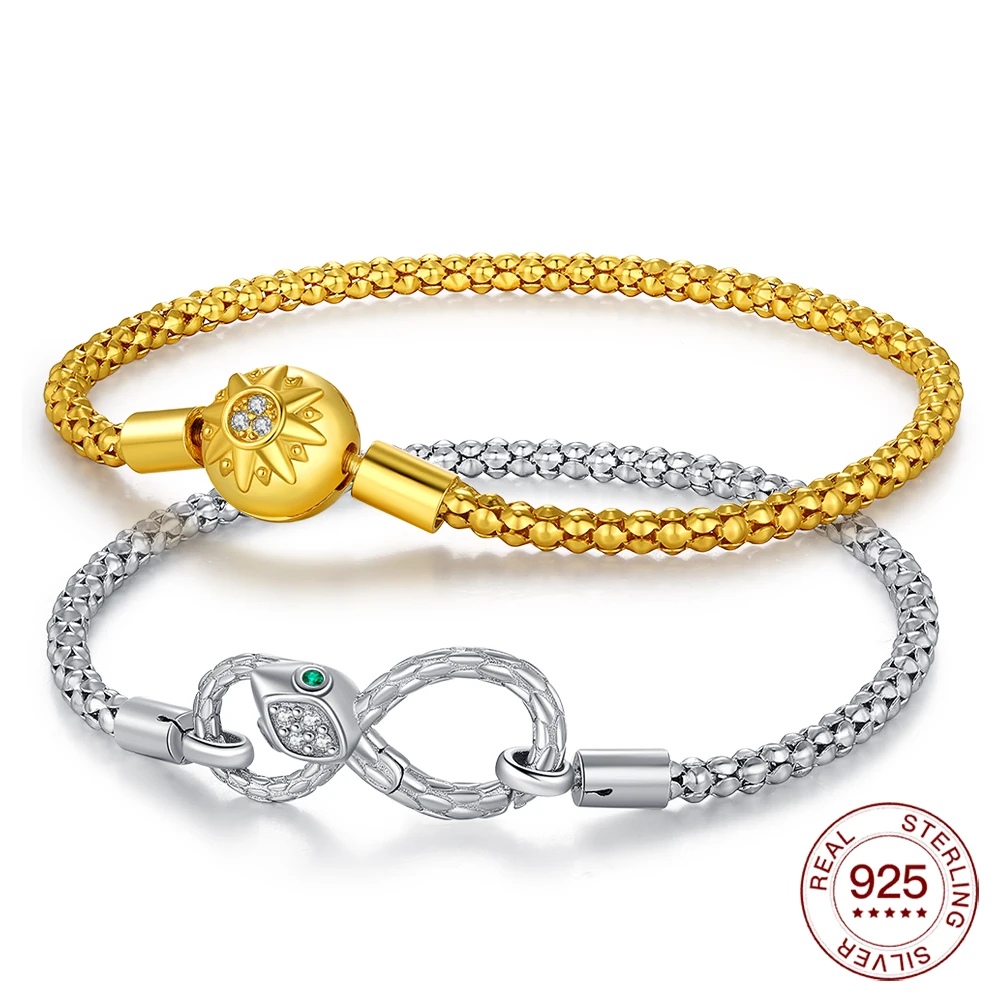 Original 925er Silber, klassisches Popcorn-Armband, passend für Charm, DIY, elegantes Unendlichkeitssymbol, goldenes Armband, modisches Muttertagsgeschenk, Liebe