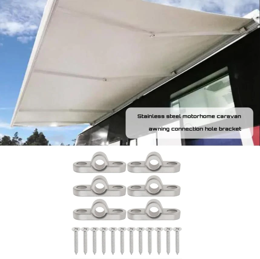6pcs Stainless Steel Awning Eyelets Wall Eyelets For Caravan Motorhome, 8mm Hole Awning Grommets Tent Eyelet 44x15mm With Screw