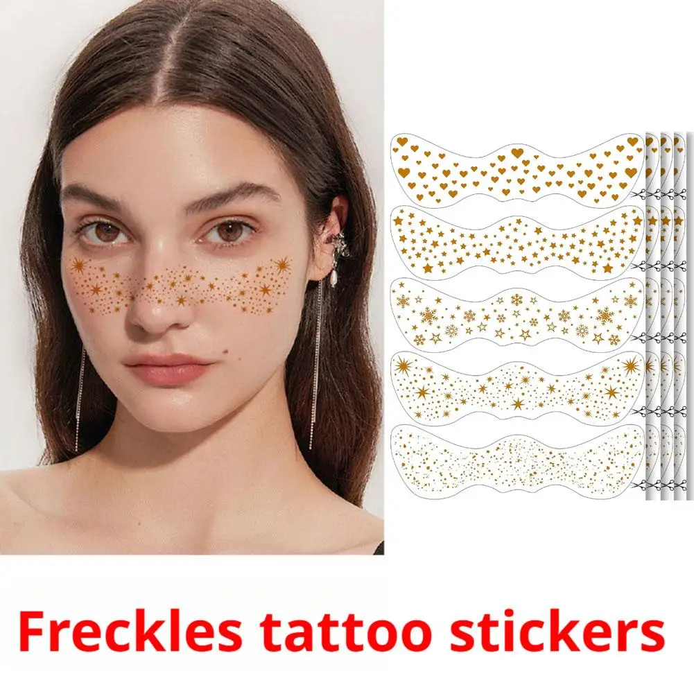 

20pcs Hot Stamping Freckles Makeup Patches Metallic Radiation Golden Silver Fake Freckles Temporary Tattoo Stickers Face Makeup