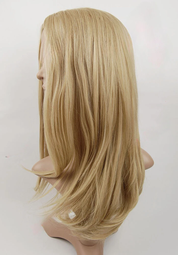 Honey Blonde Slight Wavy Layered Full Wig Synthetic