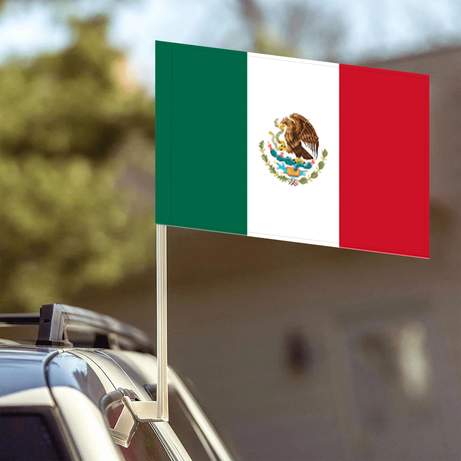 Entrega directa 100% poliéster 30*45cm decoración de ventana de coche banderas de coche de México