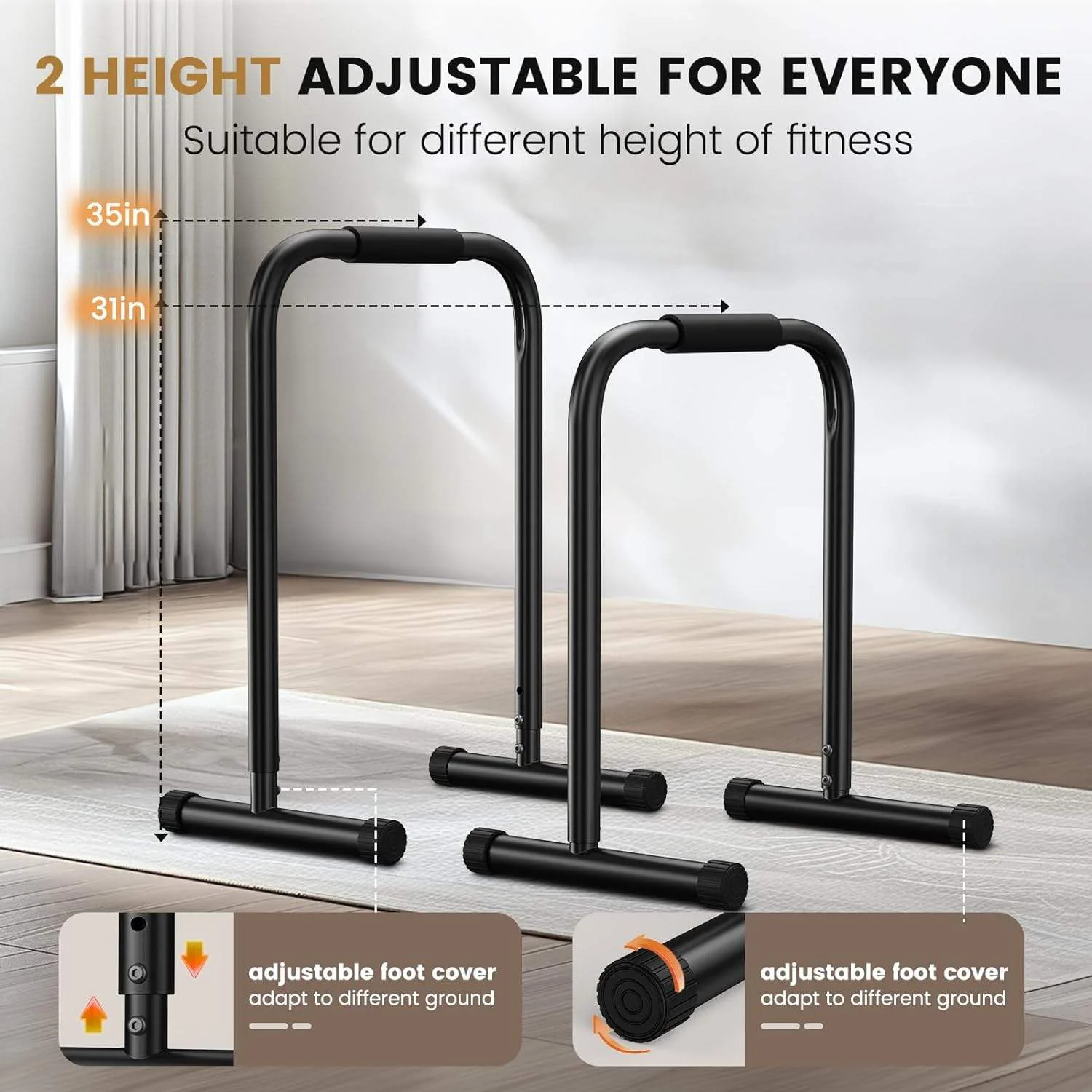 Home Gym Fitness Equipment Steel Dip Bar for Stress Training and Pull-Up Parallettes Sets Parallel Bars for Push-Upspromote sale