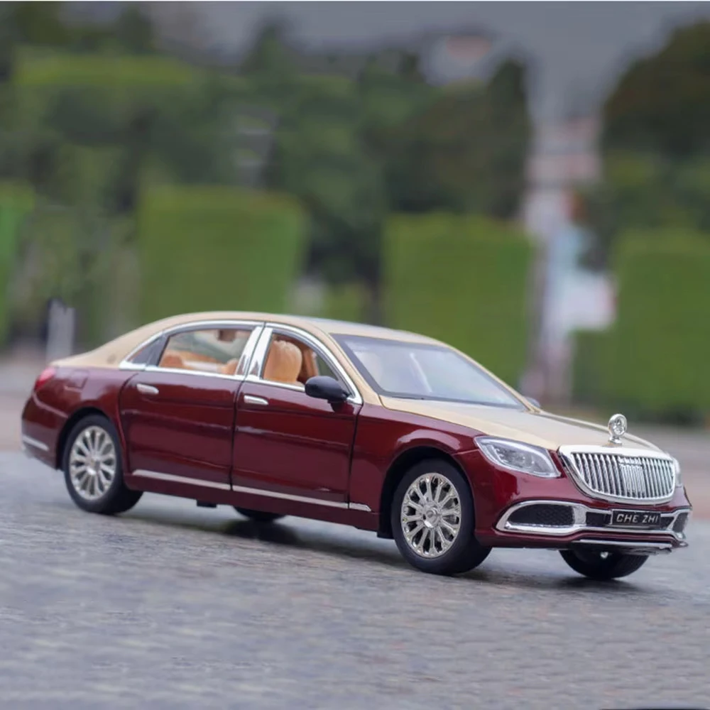 1:24 GLS600ミニチュアモデルカーおもちゃ合金ダイキャストサウンドライト6ドア開閉プルバックオーナメント車両モデル男の子向けギフト