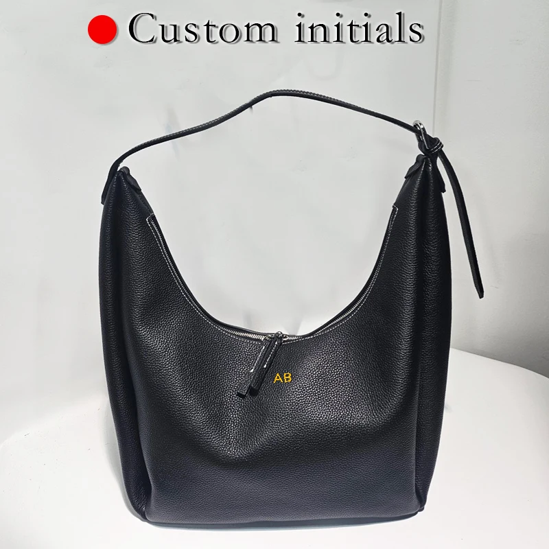 

Custom Initials Leather Tote Bags For Women Luxury Designer Handbag Purses 2026 New In Cowhide Top Handle Small Underam Shoulder