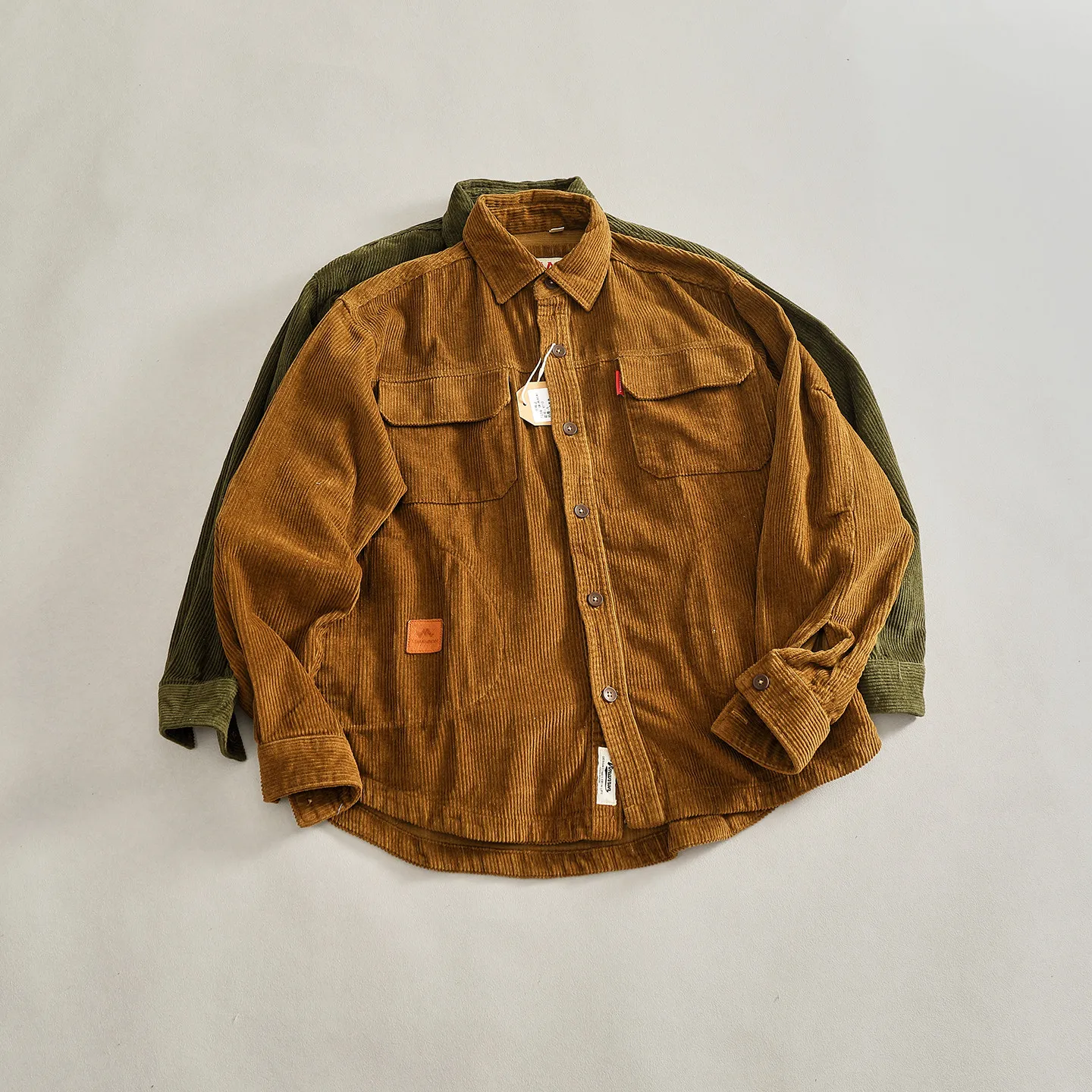 2026 Autumn New American Retro Heavyweight Turn-down Collar Long-Sleeve Corduroy Shirt Men's 100% Cotton Fashion Casual Blouses