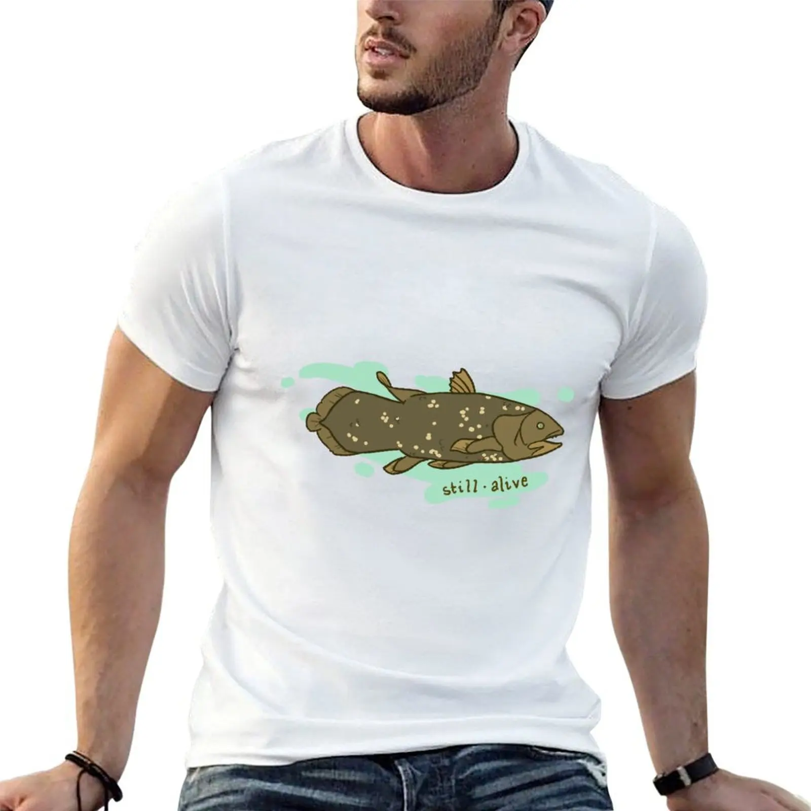 Coelacanth - Still Alive T-Shirt t-shirts pour hommes t-shirts en coton 100% t-shirt pour hommes en coton 100% T-shirt