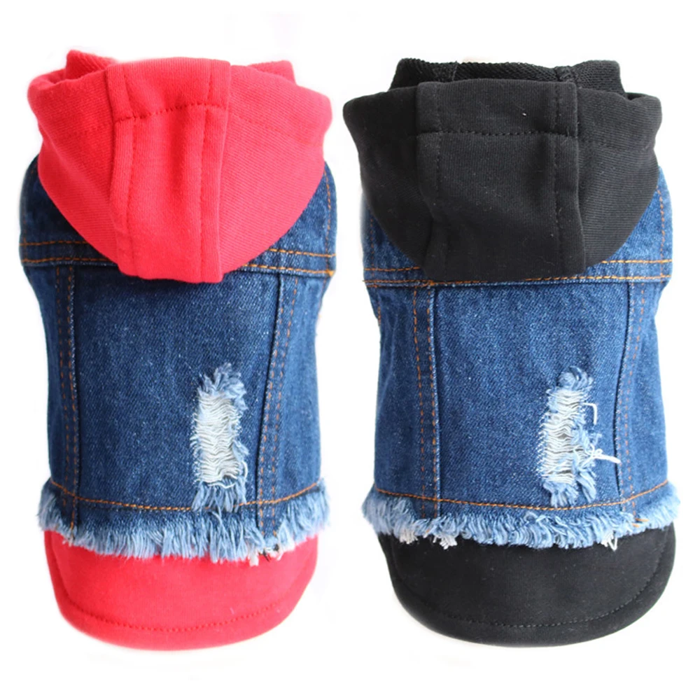 Personalized Patched Dog Denim Vest Jacket Pet Jeans Coat Clothes For Small Medium Dogs Fake Two-Piece Suit French Bulldog Pug