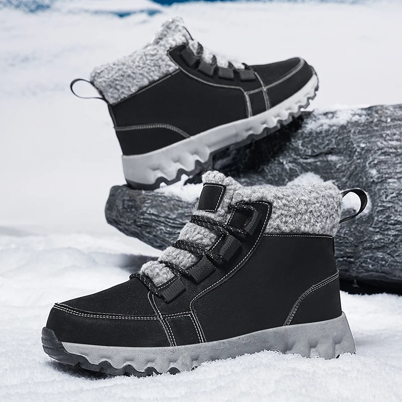 Moda botas de neve para homens mulheres caminhadas ao ar livre sapatos à prova dwaterproof água tênis super quente de pelúcia botas femininas inverno unisex sapatos de trabalho