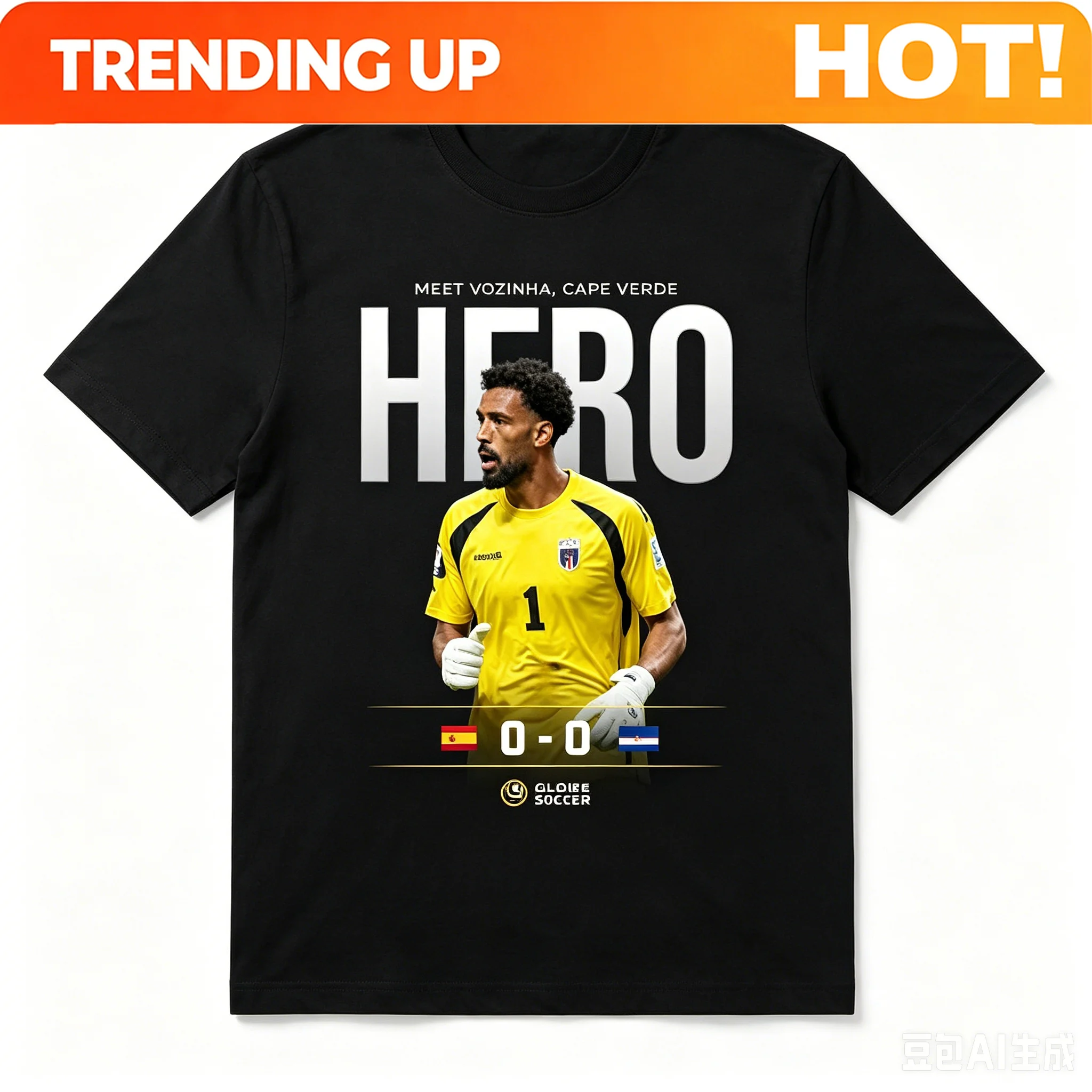 Cape Verde Goalkeeper Vozinha Hero Graphic T Shirt Spain 0-0 Cape Verde Soccer Tee Unisex Cotton Football Fan Short Sleeve Tops
