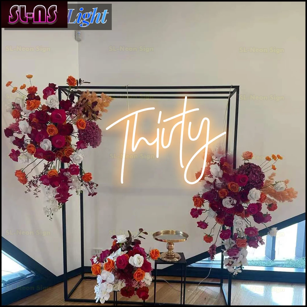 LED Birthday Thirty Party Neon Light Custom Anniversary Sign For Age Decoration Party Hello hTirty Personalized Gifts