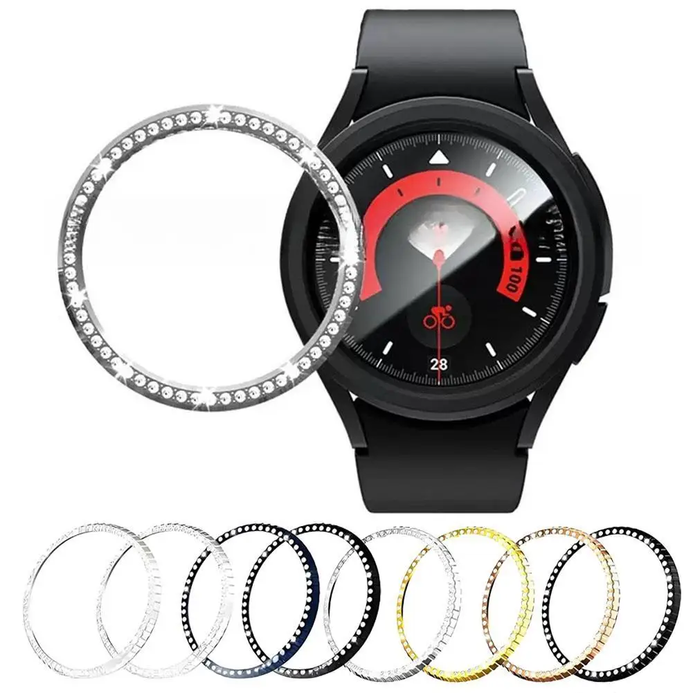 

Для Samsung Watch 8, классический металлический безель, чехол-бампер для умных часов с одним бриллиантом, украшение, стильный аксессуар для часов