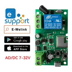 Ewelink 7-32V 1CH RF WiFi Smart Switch Module Relay Motor Timing Wireless 433 Remote Control Compatible Alexa