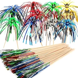 100 Pcs Cocktail Picks Firework Sticks Cocktail Decoration Used for Party Colourful Fruit Toothpicks Palm Tree Cocktail Picks