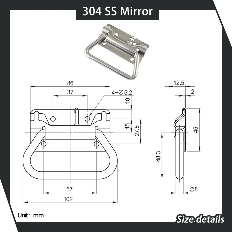 سميكة للطي صندوق النشاط مقبض حلقي 304 الفولاذ المقاوم للصدأ صندوق النار الجانب سحب صندوق المعدات الصناعية #5