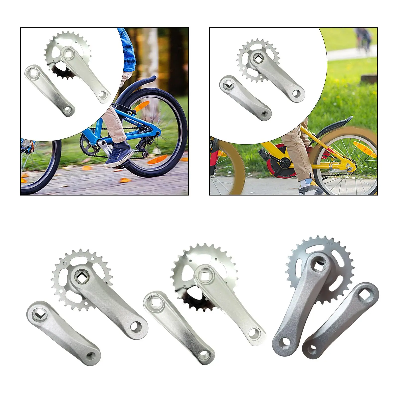 Kids Bicycle Crankset Outdoor Portable Riding Sturdy Replaceable Accessories Square Hole Crank Arm Set Child Bike Crank Set