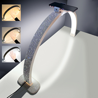 Fosoto 30 Inch 45W Nail Table Lamp with Diamond Ring Manicure Desk Lamp LED Half Moon Light for Nails Art Tattoo Salon Eyelash