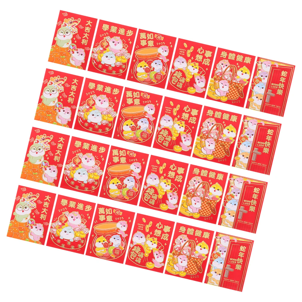 

60pcs Cartoon Snake Envelopes Red Chinese New Year Money Bags Hong Bao Lucky Pockets Greeting Cards Prosperity Happiness