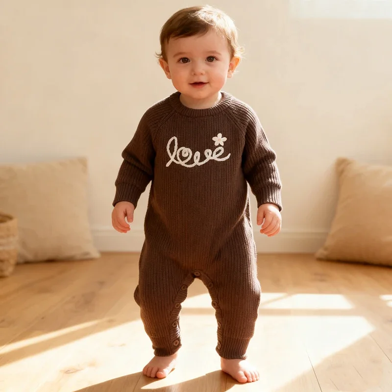 

Spring Newborn Outfits 0-24M Warm Baby Clothing Knit Romper Infant Romper Toddler Boy Girl Long Sleeve Jumpsuit Embroidery Fall