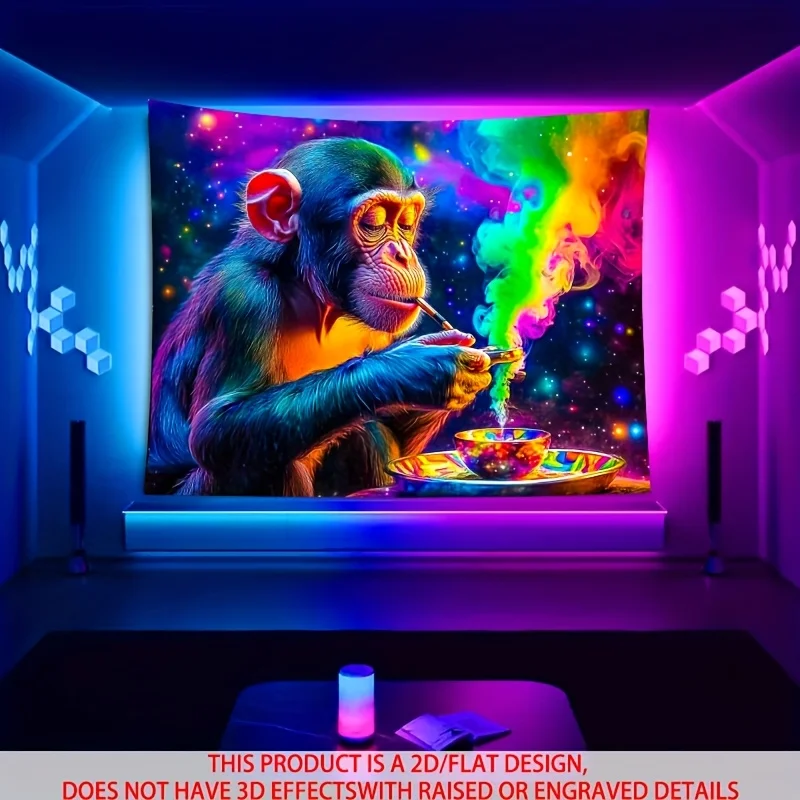 VIKAMA Rainbow Smoke Gorilla Glitter Tapestry Living Room Feature Wall Decor Creative Visual Focal Point Room Accent
