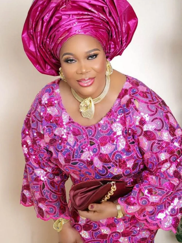 

Nigerian Handcut Organza Lace Fabric With Sequins High Quality 2025 African French Sequins Lace Fabric For Party Dress