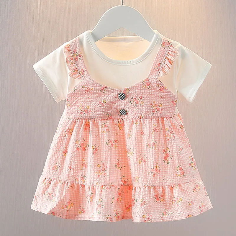 Summer Toddler Girl Dress 0-4Y Baby Girl Clothes Flower Print Princess Costume Wedding Birthday Party Costume Kid Outfit A1102