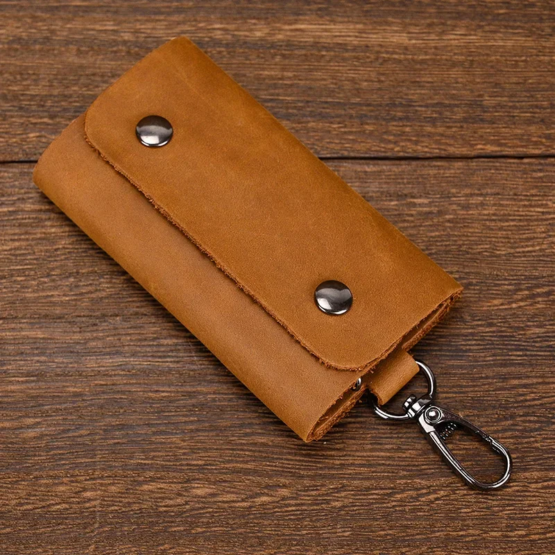 

Men Women Leather Keycase Genuine Leather Key Holder Crazy Horse Leather Wallets For Keys Auto Cars Key Bags Male Female