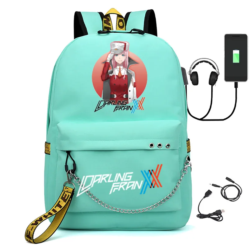 

Creative Popular DARLIN Ginthe FRANXX USB School Bags Unisex Print Oxford Waterproof Notebook multifunction Travel Backpacks