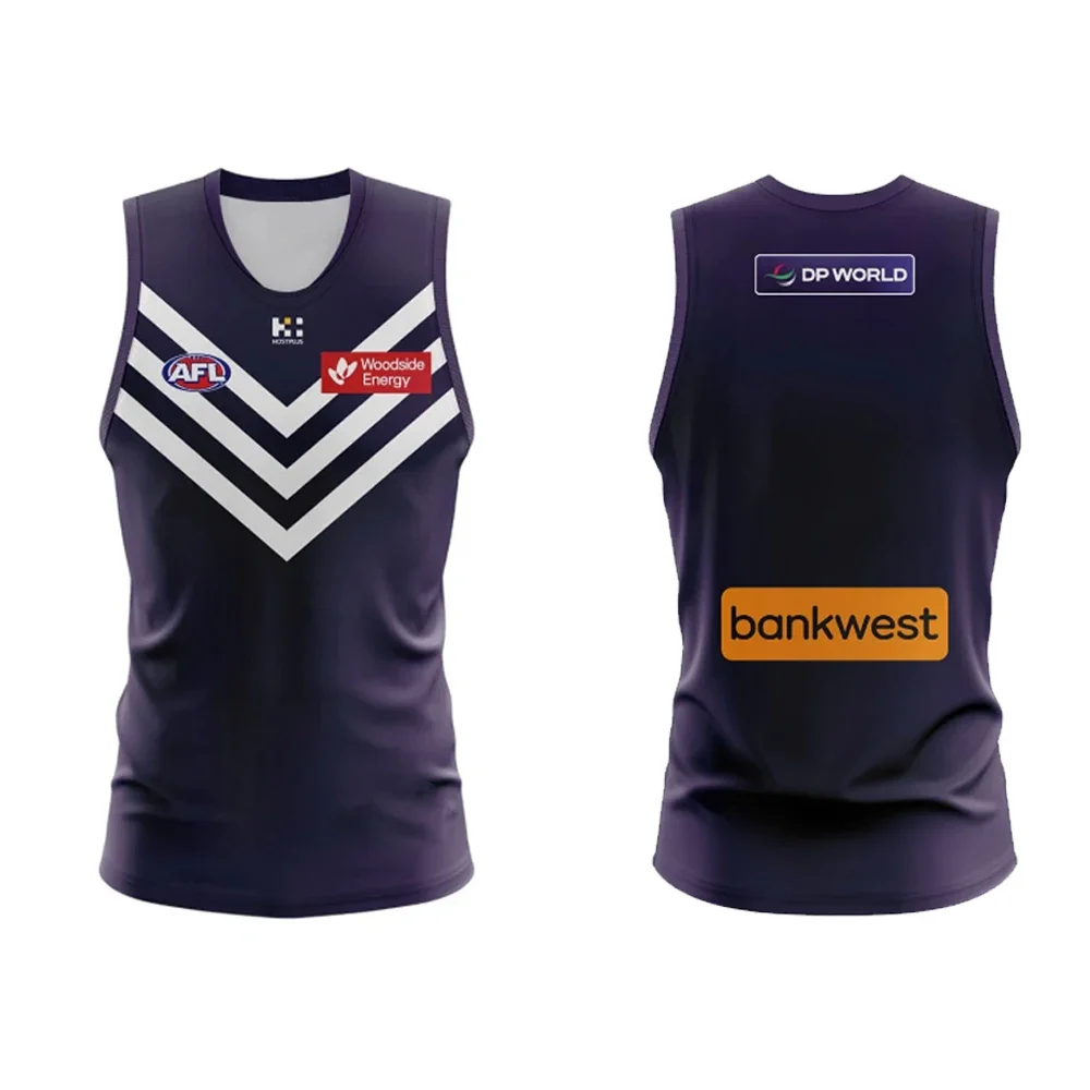 

Australian men's football vest, Fremantle Quay Gnsey, 3d printed, children's rugby training suit, 2025