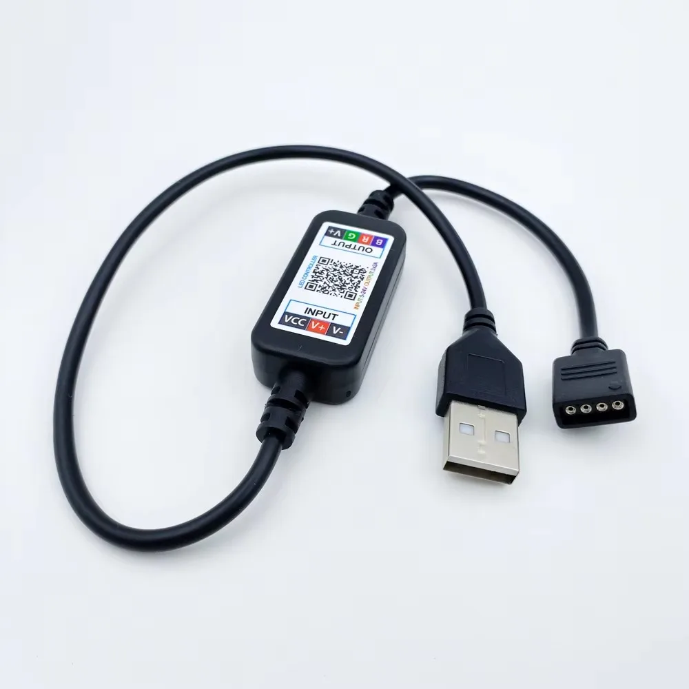 USB Bluetooth Music LED Controller 4-pin RGB 5V 24V Microphone Mode 1.6 Billion Color Toner Mini RGB Bar Light Controller BT001A