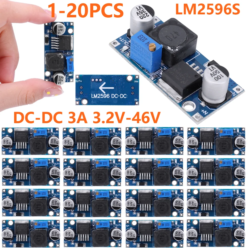 20-1PCS LM2596S DC-DC Buck Converter Voltage Regulator 3A 3.2V-46V to 1.25V-35V Buck Converter Power Supply Step Down Module
