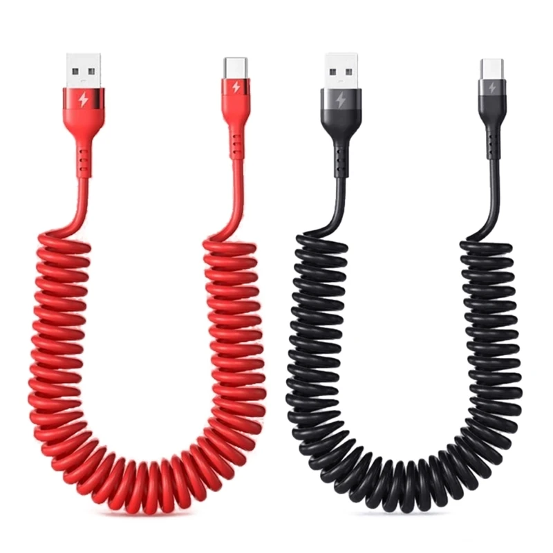 CPDD Spring Shape Usb to Type-c Cables 5A Type C Charger Cable Tangle-Free Fast Charging Cord Powerful USB Type C Cable