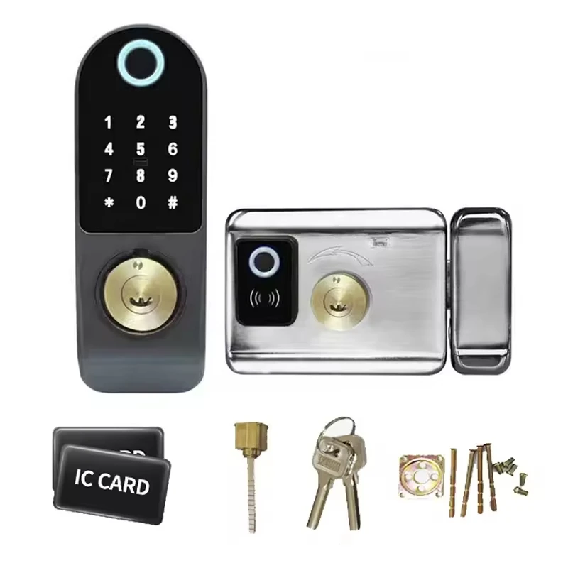 Iron Gate Doppelseitiges Fingerabdruck-Smart-Lock Elektronisches schlüsselloses Riegel-Smart-Lock