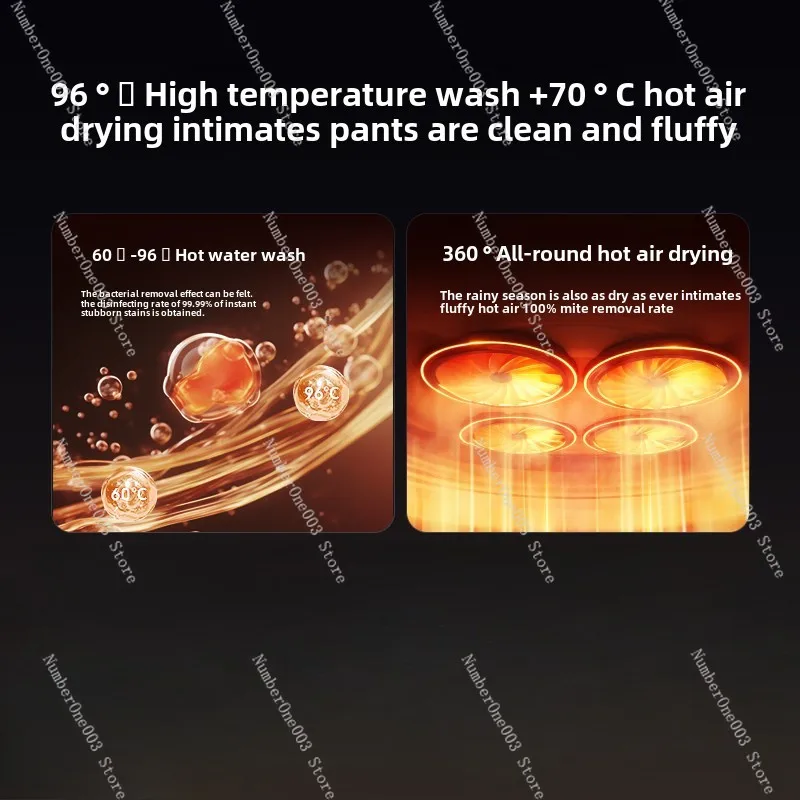 Underwear Washing Machine, Mini Automatic, 96 ℃ Elution and Drying, Integrated Socks Washing, Small