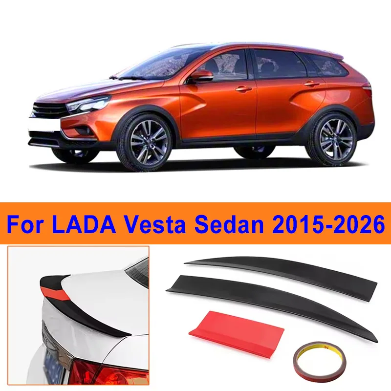 

For LADA Vesta Sedan 2015-2026 3-Section ABS Rear Trunk Spoiler 115-125cm Adjustable Sports Decor Top Wing Car Exterior Parts