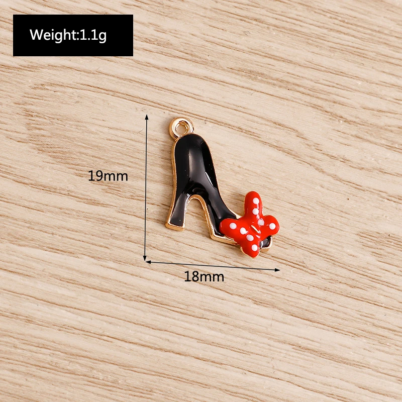 10pcs 18x19mm Cute Enamel High Heels Charms Pendants for Jewelry Making Drop Earrings Necklaces DIY Handmade Crafts Accessories