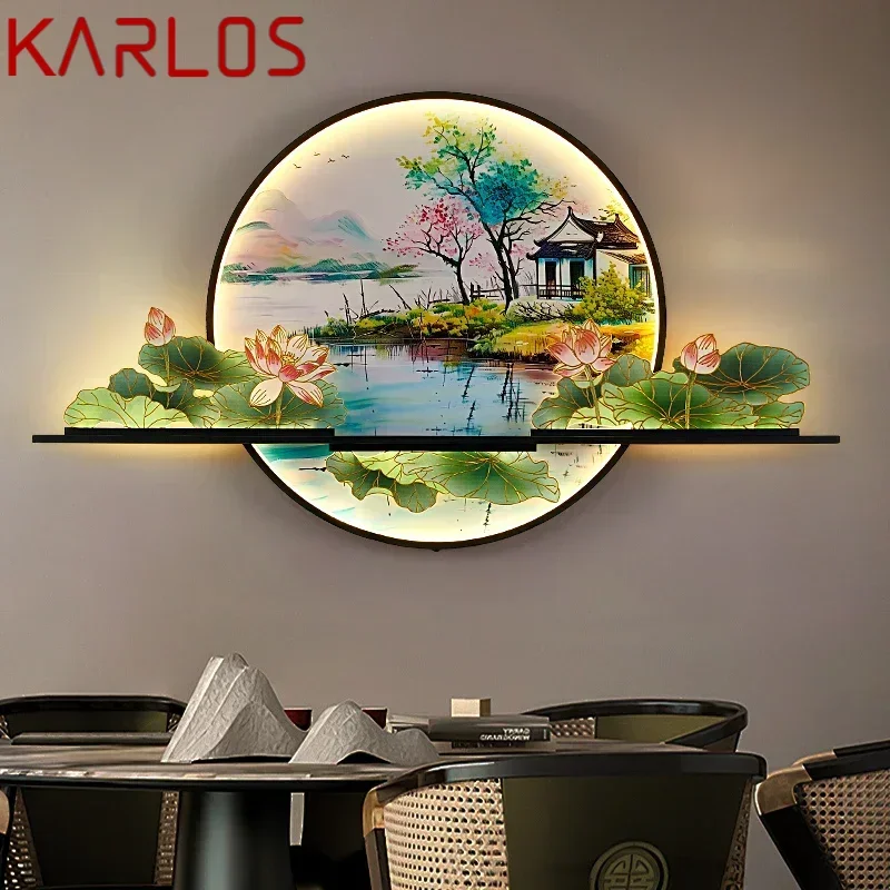 KARLOS Modern Picture Wall Light LED Chinese Creative Landscape Mural Lamp For Home Living Room Study Bedroom Decor Painting