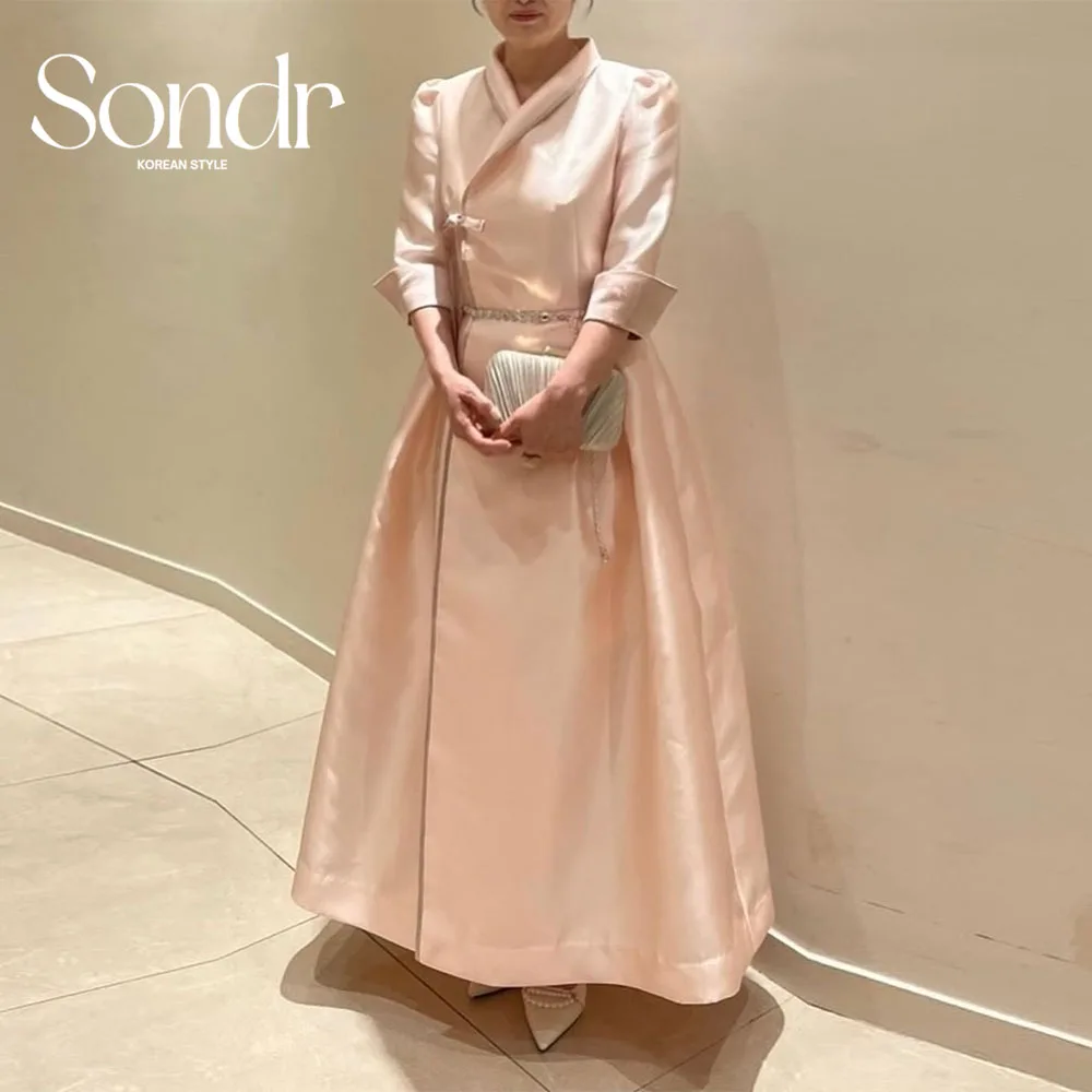 

Sondr Customized Korean Hanbok Evening Dress Formal Festival Dress Satin V-Neck Half Sleeves 웨딩드레스 Party Evening