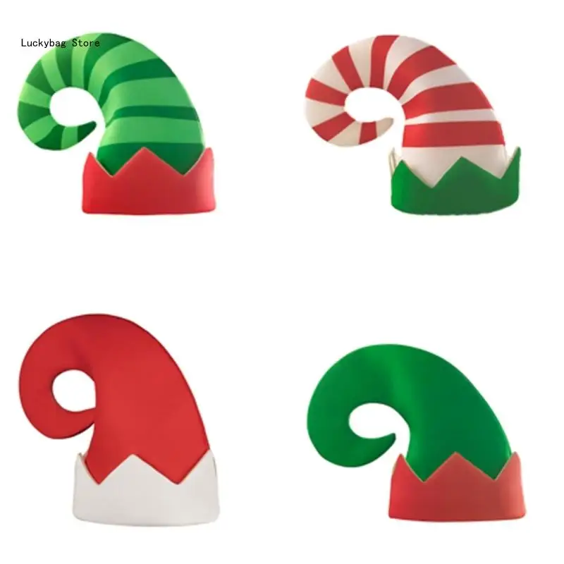 

Christmas Unisex Hats Holiday Striped Elves Hats Adjustable Comfortable Hats for Seasonal Activity
