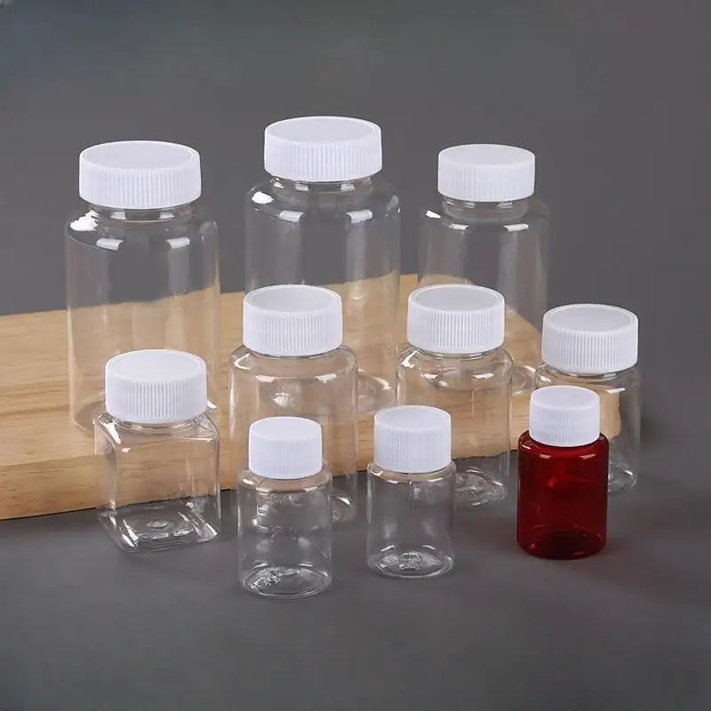 15ml/20ml/30ml/100ml/500ml 플라스틱 PET 투명 빈 밀봉 병 고체 분말 약품 알약 용기 시약 포장 병